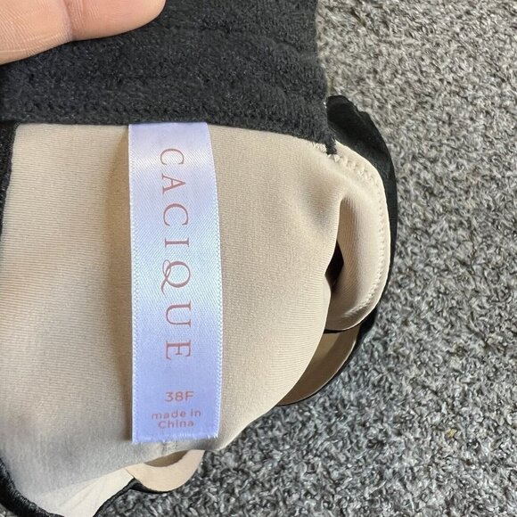 Cacique Lightly Lined Balconette Bra Tan Black Lace Overlay Underwire 38F New - Picture 5 of 5